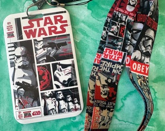 Portatarjetas de identificación con temática de Stormtrooper y cordón a juego.