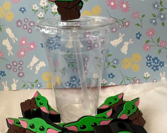 GREEN BABY ALIEN Straw Buddy