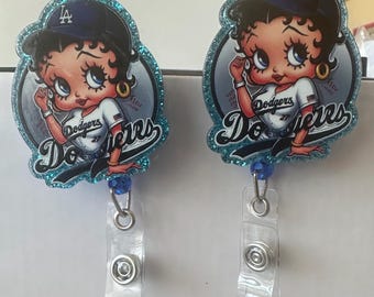 Portabadge in acrilico BOOP LA Baseball con clip girevole e retrattile