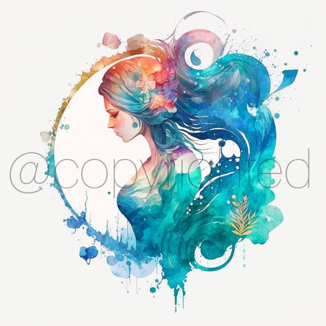 Mermaid Watercolor Artwork Printable Mermaid Art printable - Etsy