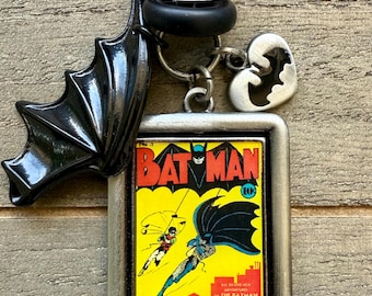 The Caped Crusader Bat man Inspired Batmobile Bat Signal Comic Superhero Dark Knight Charm Necklace Jewelry