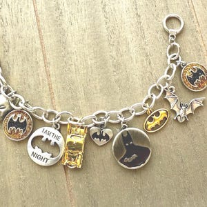 The Caped Crusader Bat man Inspired Batmobile Bat Signal Comic Superhero Dark Knight Charm Bracelet Jewelry