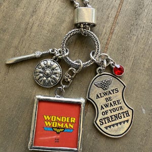 Wonder Super Woman Inspired Comic Superheroine Charm Necklace Jewelry
