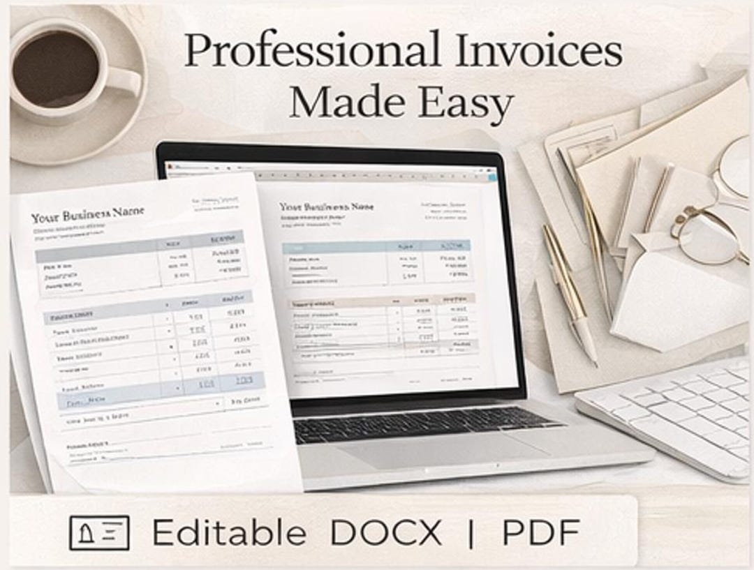 Professional Invoice Template PDF | Editable WORD Doc | Small Business ...