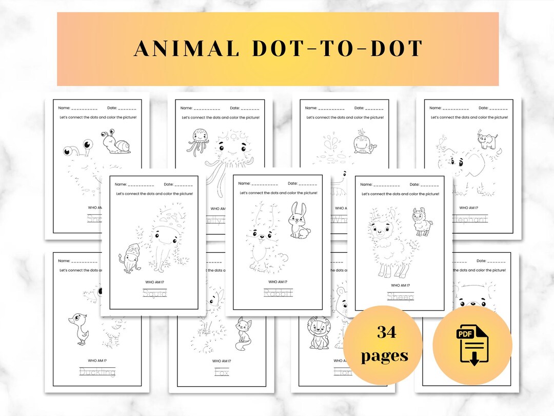 Animals Dot-to-dot Worksheets for Kids | Preschool & Kindergarten ...