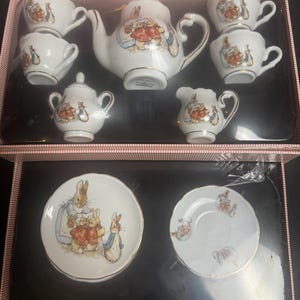 Vintage 2005 Peter Rabbit Mini Tea Set Reutter Porzellan Germany Beatrix Potter Dollhouse Cottagecore Decor