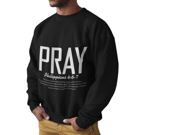 PRIEZ, Philippiens 4:6-7 Sweat-shirt | Pull ras du cou de prière chrétienne