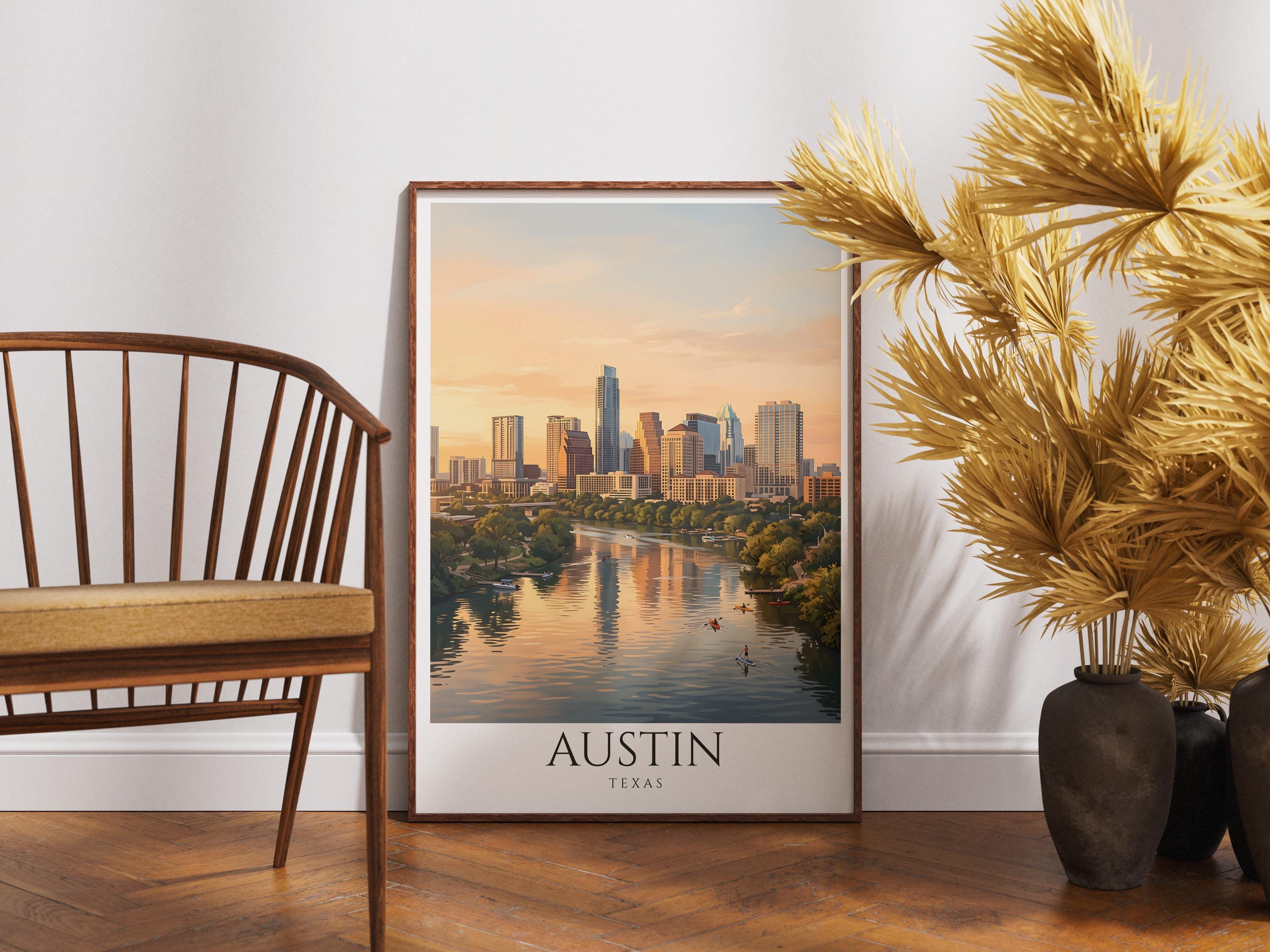 Austin Skyline Poster, Texas City Print, Urban Wall Art USA, Modern ...