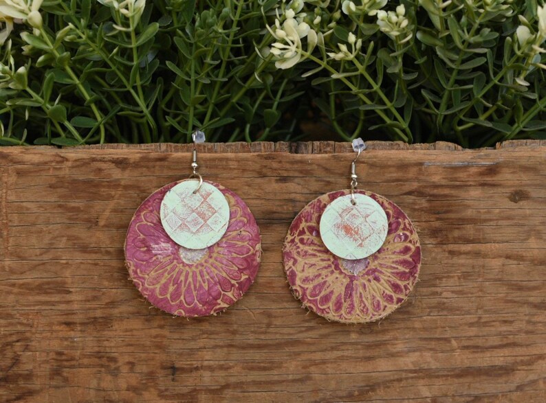 Embossed Leather Lightweight Leather Earrings Free Shipping