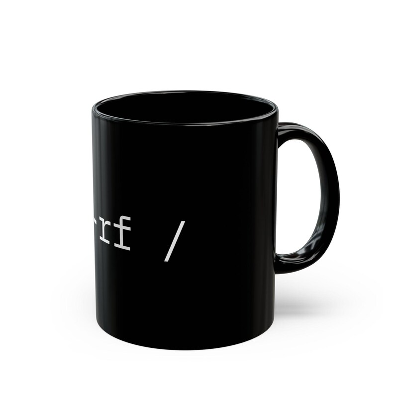 Linux Command Line rm -rf Terminal Code Mug | Black Ceramic image 5