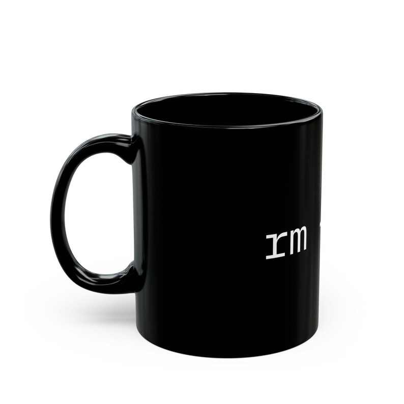 Linux Command Line rm -rf Terminal Code Mug | Black Ceramic image 3