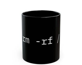 Codice terminale Linux Command Line rm -rf Tazza / Ceramica nera