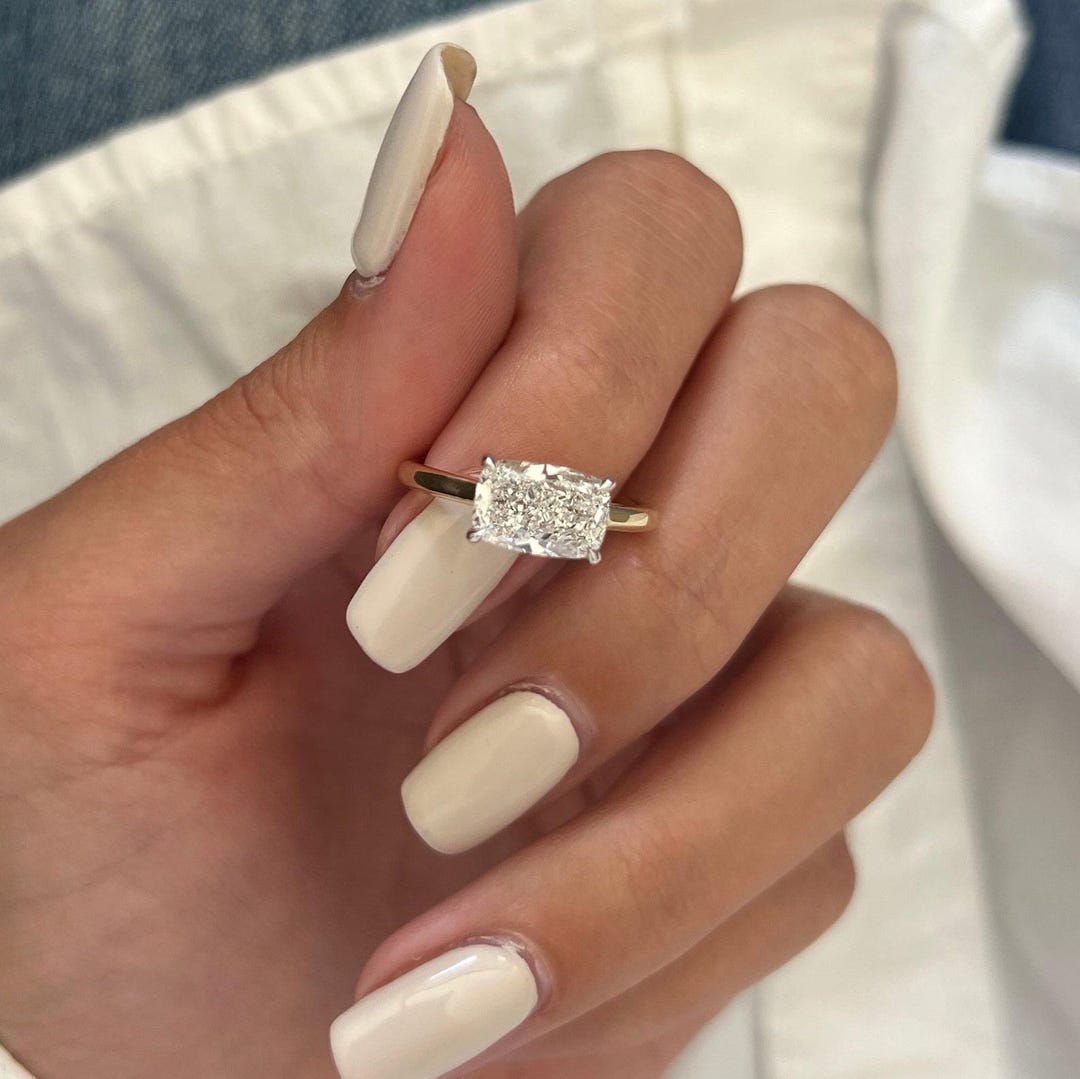 Radiant Cut Engagement Ring 2.50 CT | Solitaire Gold Ring | Rectangular ...