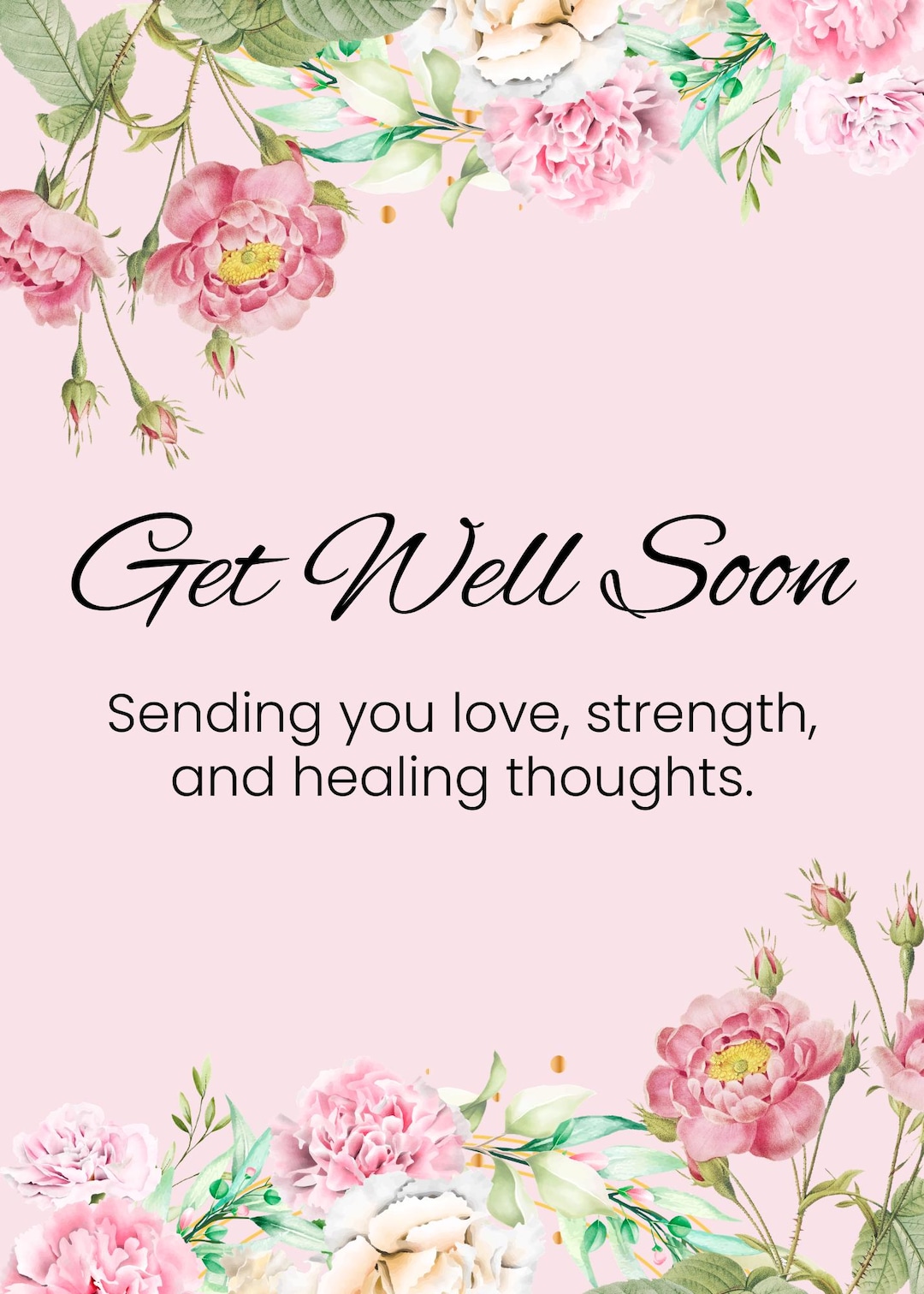 Floral Get Well Soon Card | Pink Watercolor Flowers (digital Download ...