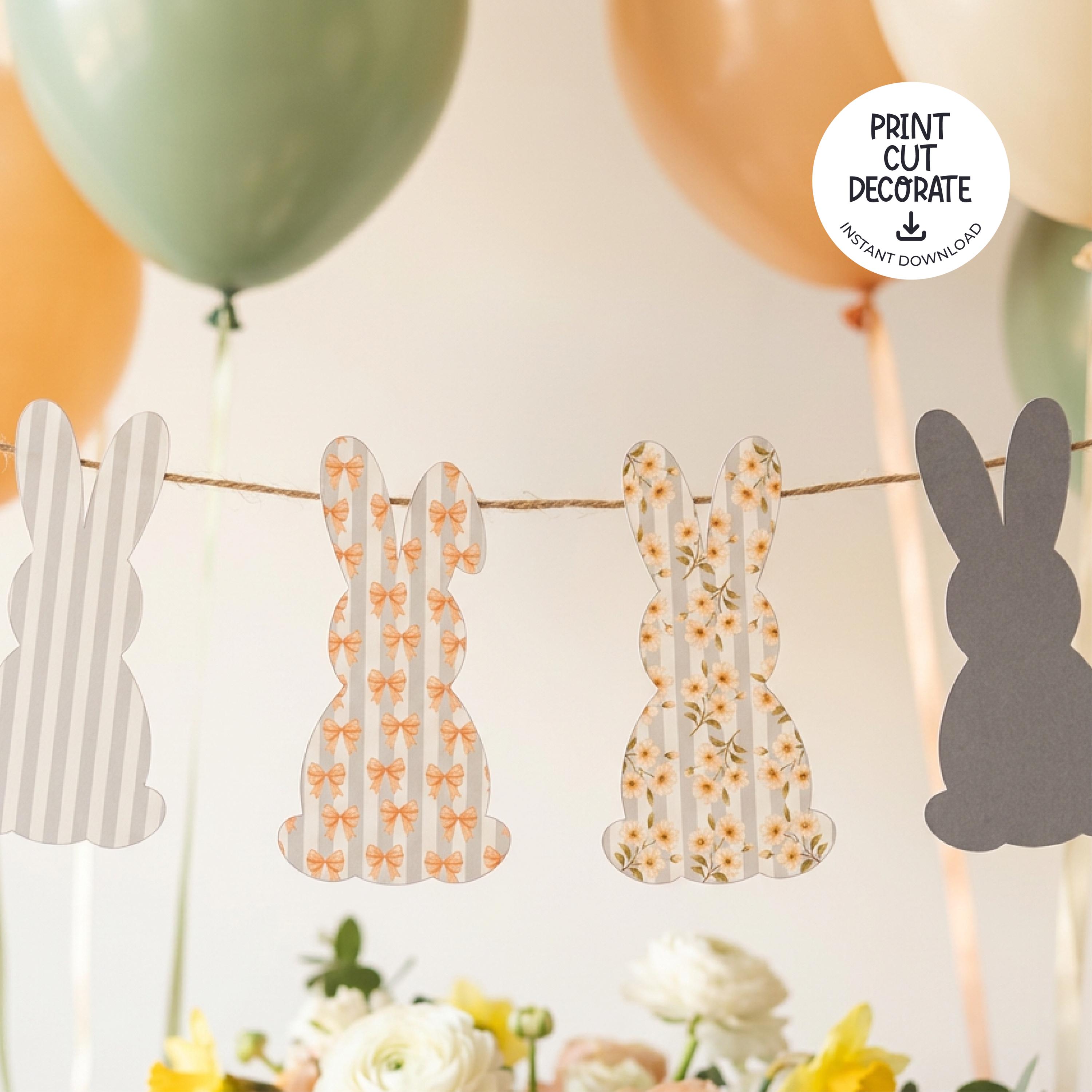 Easter Bunny Garland Printable | Easter Bunny Banner | Bunny Cutouts ...