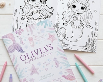 Mermaid Coloring Book Party Favor | Kids Birthday Coloring Activity | Under the Sea Printable Coloring Pages | Editable Canva Cover