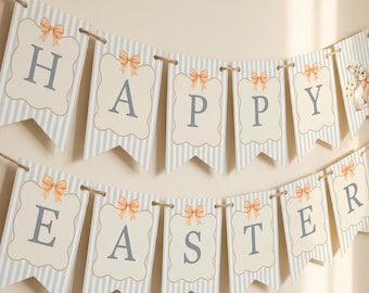 Osterbanner zum Ausdrucken | Ostergirlande (Canva-Vorlage) | Osterwimpel zum Ausdrucken | Osterdeko zum sofortigen Download