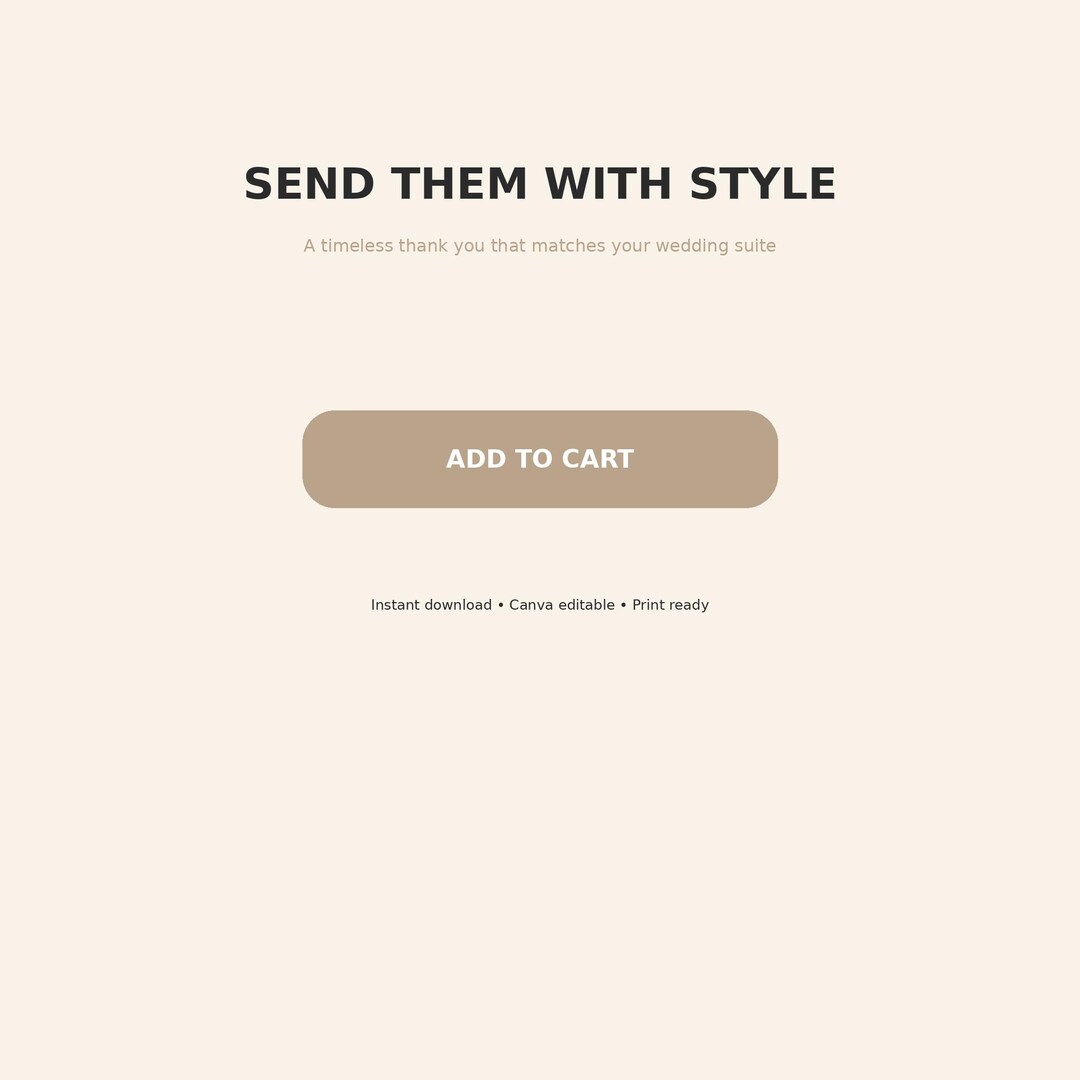 Editable Wedding Thank You Card Template, Minimal Cream Taupe (instant ...