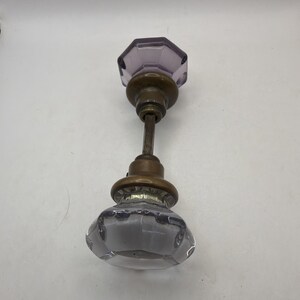 Antique Glass door knobs Brass 8 POINT