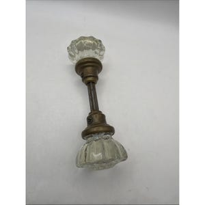 12 Point Glass Crystal Door Knob Set Pair With Hardware Spindle Vintage
