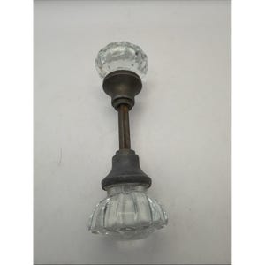 12 Point Glass Crystal Door Knob Set Pair With Hardware Spindle VTG