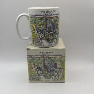 Vintage Pittsburgh A View of The World coffee mug 12 oz Harvey Hutter