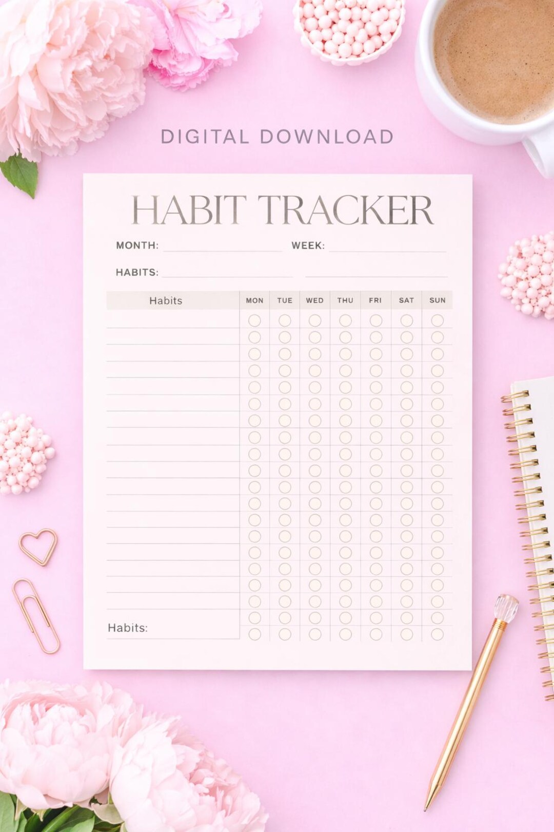 Monthly Habit Tracker Printable | Minimalist 4-page Planner (PDF ...