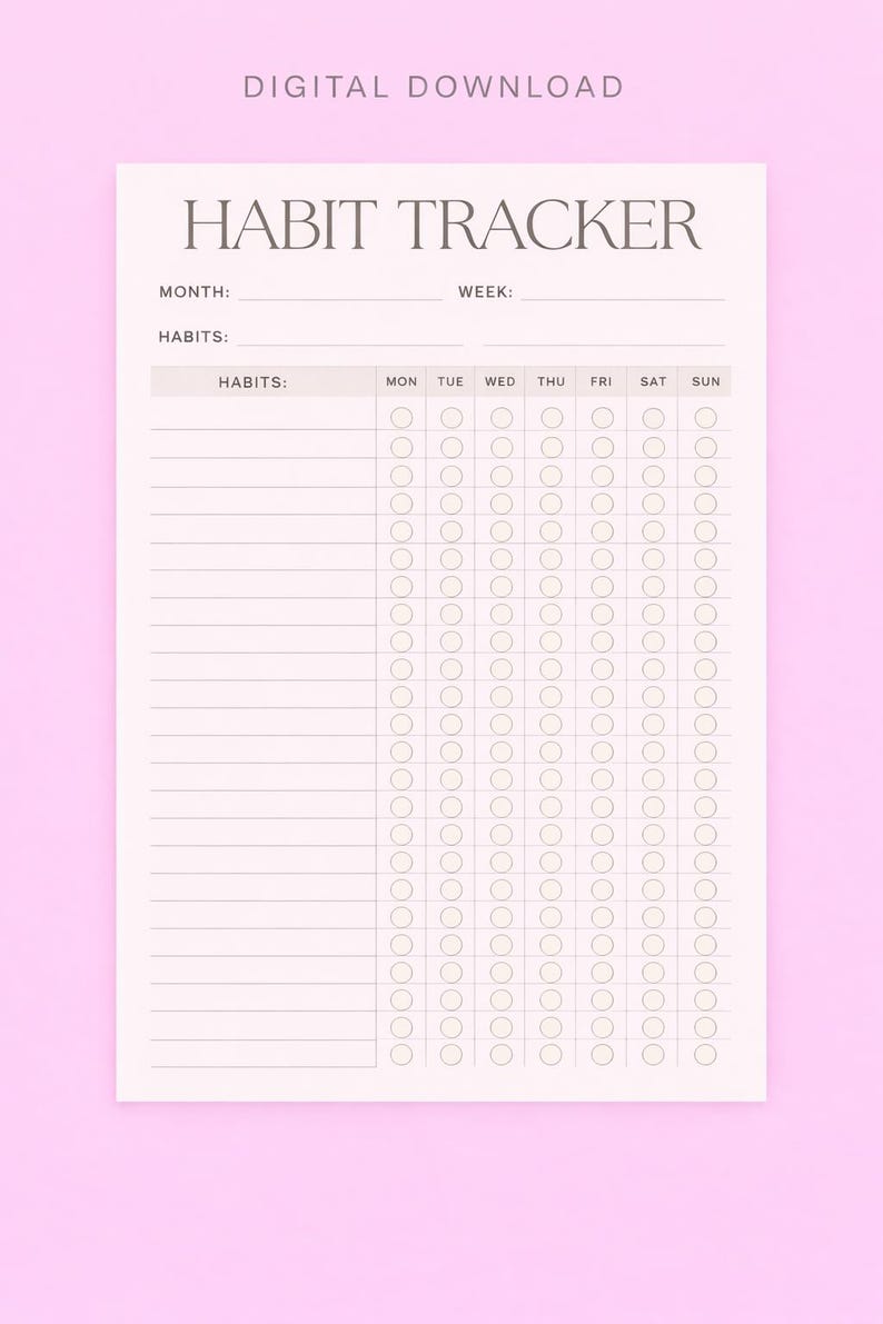 Monthly Habit Tracker Printable | Minimalist 4-page Planner (PDF ...