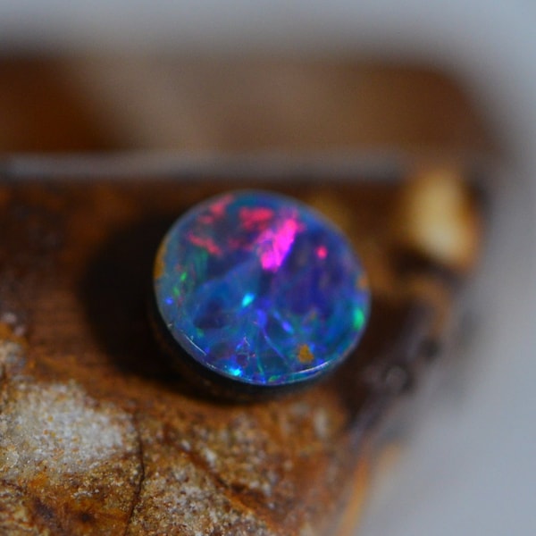 Blue Green Red Multi Color Australian Black Opal 4mm Round Cabochon Natural Gemstone Jewelry Making Supplies