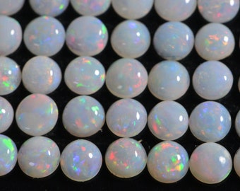 3mm Australian White Solid Opal Round Smooth  Cabochon round for ring earrings 5 stone lot