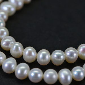 6mm AAA Natural White Semi Round Freshwater Pearls Genuine High Luster Smooth And Round off, White Freshwater Pearl Beads image 6