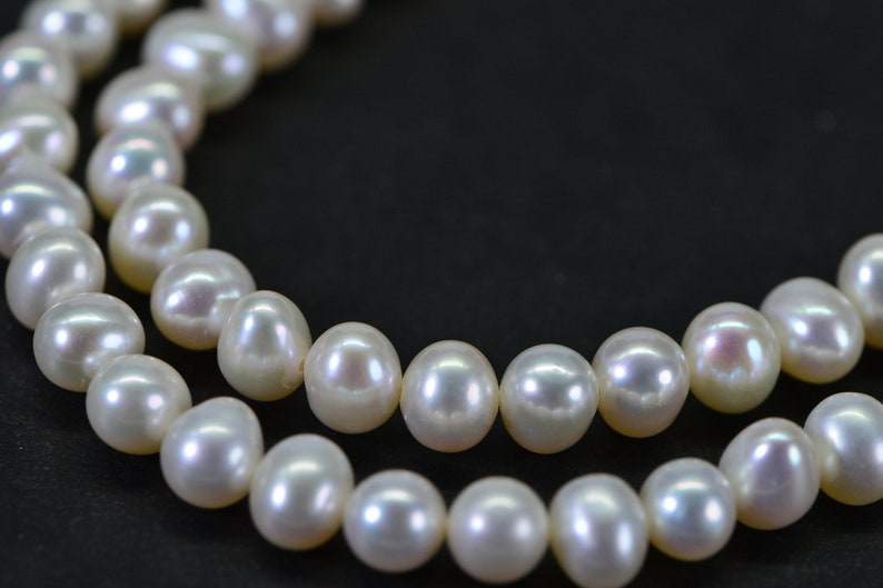 6mm AAA Natural White Semi Round Freshwater Pearls Genuine High Luster Smooth And Round off, White Freshwater Pearl Beads image 6