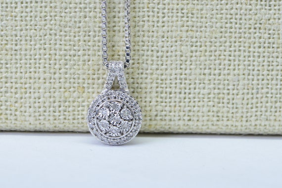 Real diamond pendant Small Cluster Diamond Pendan… - image 9