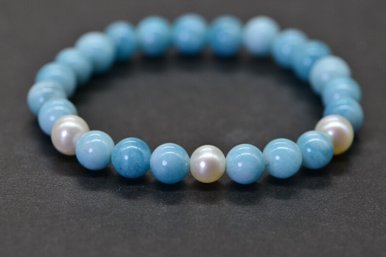 Three Pearl Larimar Quartz 6 mm Blue Natural Gemstone Beads Jewelry Making Supplies image 4