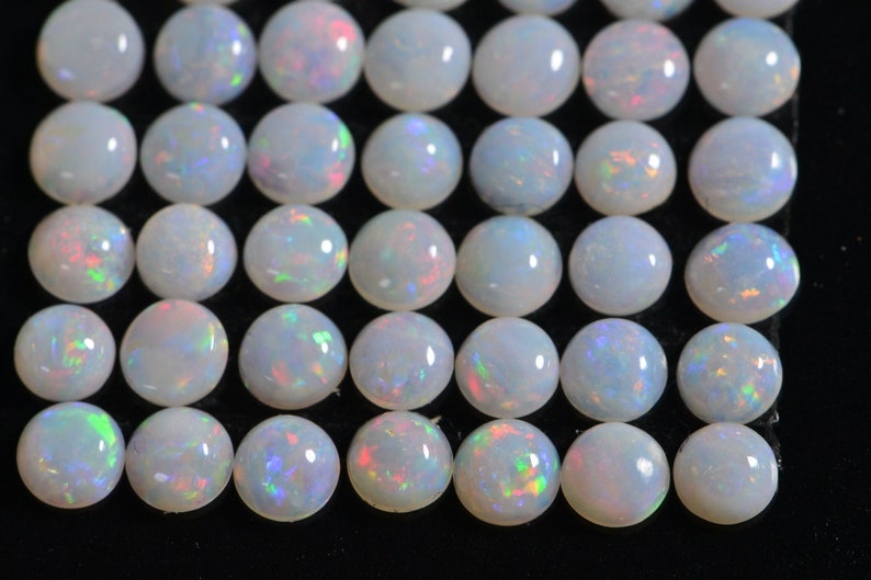3mm Australian White Solid Opal Round Smooth Cabochon round for ring earrings 10 stone lot image 1