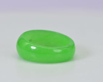 Burmese Green Jade Solid Stone Ring Band Bright Green Jade
