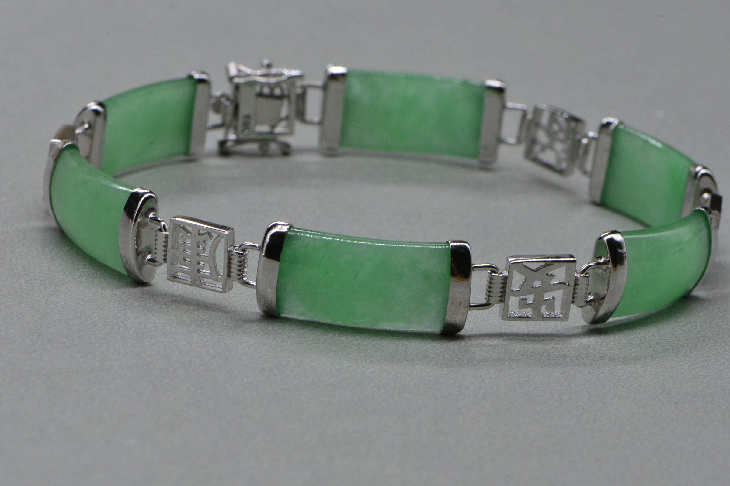 Light Green Jade Bracelet Sterling Silver Jade Bracelet | Etsy