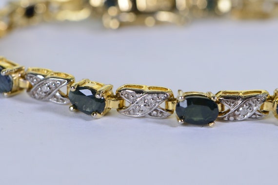Natural Green Sapphire Diamond Tennis Bracelet in… - image 8