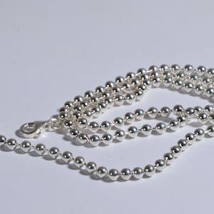 3mm  Ball Chain Sterling Silver 925 Necklace Choker Ball Solid  Silver Bead Chain