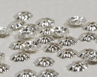 Sterling Silver Flower Bead Caps: Jewelry Making Supplies, 5mm (10pcs)