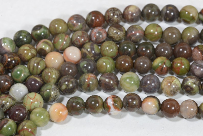 6mm Rainforest Jasper Round Beads Natural Gemstone Chakra Bracelet Beaded Supplies High Quality Smooth Round Half Strand image 3