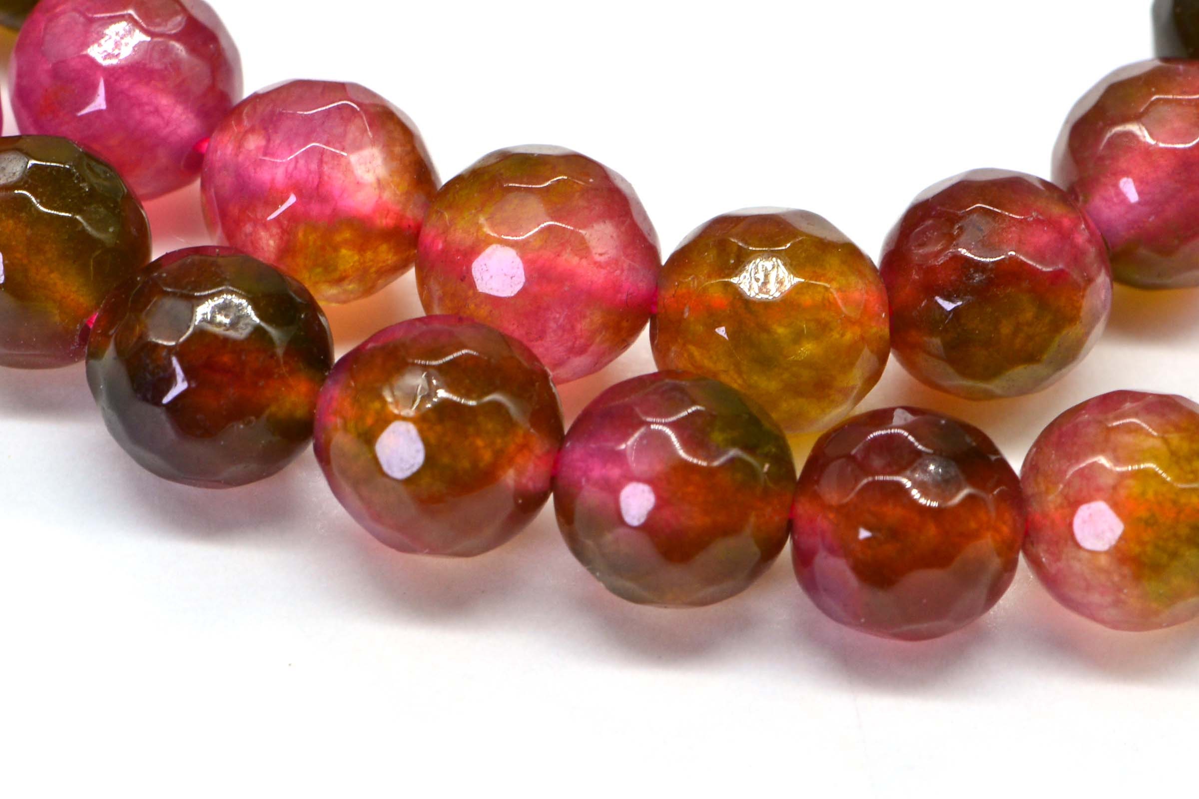 8mm Gleaming Watermelon Jade Round Faceted Beads Natural Etsy
