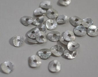 Sterling Silver Filled Coin Spacer Beads - 6mm Flat Wavy Beads
