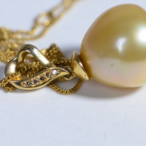 South Sea Pearl Pendant: Champagne Diamond 14K Yellow Gold over Sterling Silver