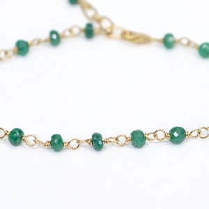 Natural Emerald Bracelet Genuine 14K Gold Gemstone Jewelry