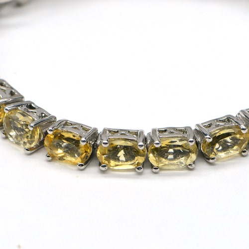 Citrine Bracelet Sterling Silver shops Stacking Narrow Bracelet Gift For Her Gemstone Natural Citrine Oval Cut Stone Bracelet