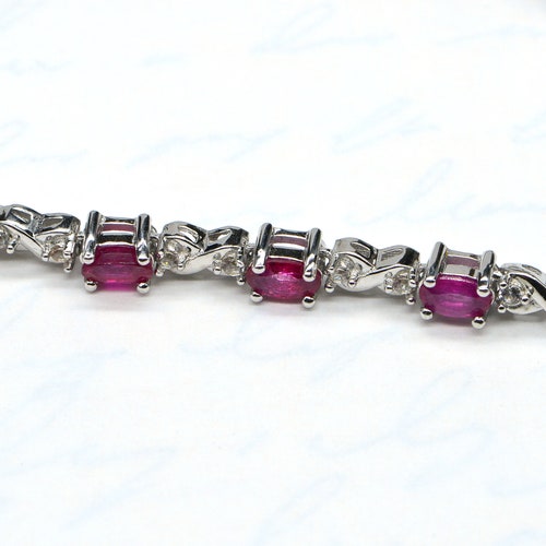 Natural Ruby Tennis Bracelet shops Sterling Silver Corundum Gemstone Bracelet