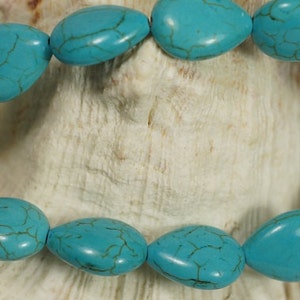 Turquoise blue Teardrops Beads Gemstone Beads Bead Strand Bead Supply Magnesite Beads