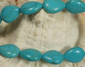 Turquoise Blue Teardrop Magnesite Beads: Sky Blue Gemstone Supply