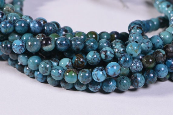 14MM MATRIX TURQUOISE GEMSTONE BLUE STRIPE ROUND 14MM LOOSE BEADS 7/"